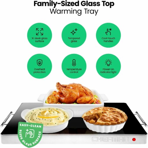 Chefman Stainless Steel & Glass Electric Warming Tray - Black Perspective: back