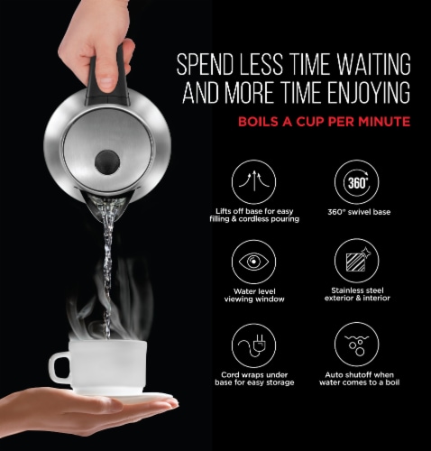 Chefman Stainless Steel Electric Kettle Perspective: back