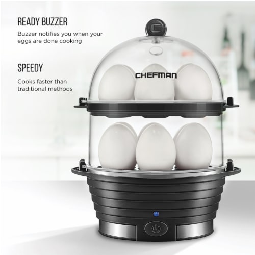 Chefman Electric Double Decker Egg Cooker Boiler - Black Perspective: back