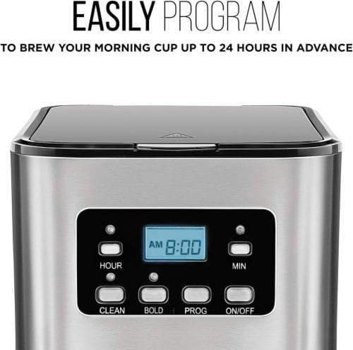 Chefman Square Stainless Steel Programmable Electric Coffee Maker - Silver Perspective: back