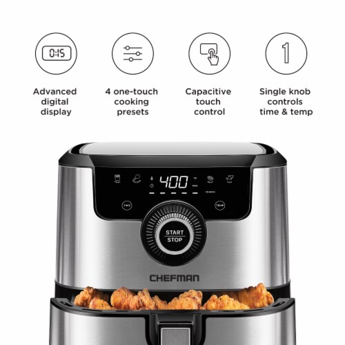 Chefman Square Stainless Steel Air Fryer - Silver Perspective: back