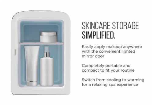 Chefman Portable LED Mirrored Mini Fridge - White Perspective: back