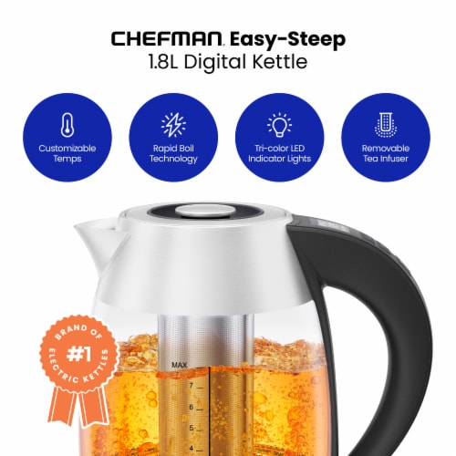 Chefman 1.8 Liter Electric Kettle, Stainless-Steel