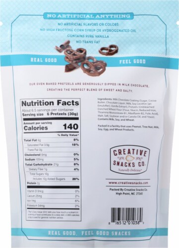 Creative Snacks Co. Milk Chocolate Pretzels Perspective: back
