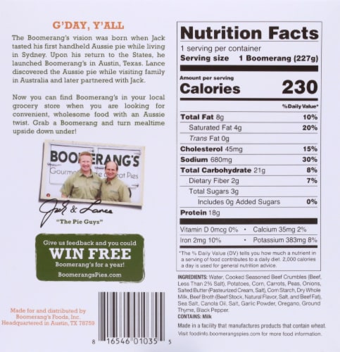 Boomerang's™ Beef Shepherd's Pie Frozen Meal Perspective: back