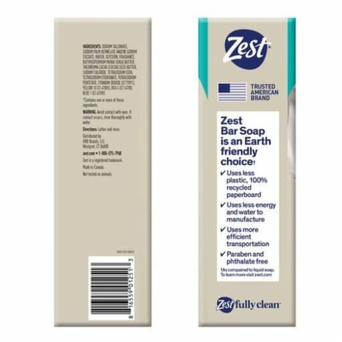 Zest® 8 Pack Bar Soap with Cocoa Butter & Shea Moisturizing Perspective: back
