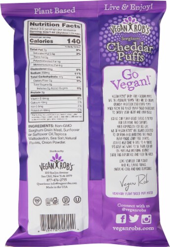 Vegan Rob's™ Dairy Free Cheddar Puffs Perspective: back