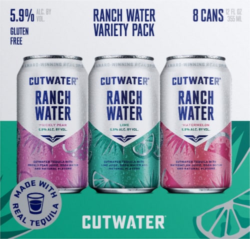 Cutwater Watermelon/Lime/Prickly Pear Ranch Water Variety Pack Perspective: back