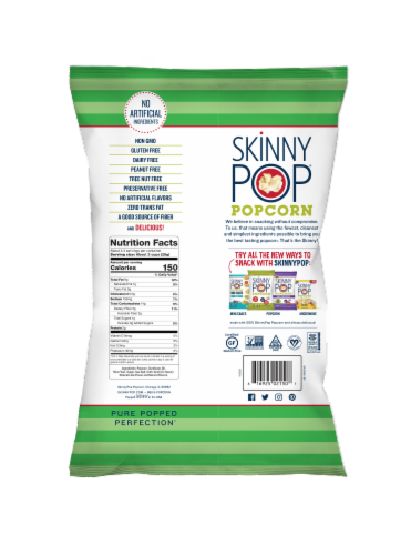 Skinny Pop Sea Salt & Pepper Popcorn 4.4 Oz, Popped