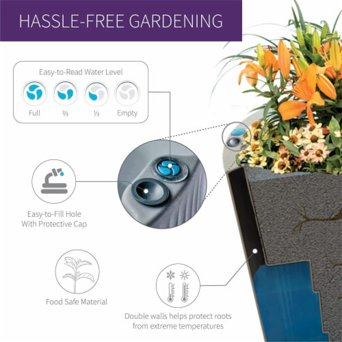 Crescent Garden Tru Drop Tall Cup Planter Flower Pot, Caviar Black, 22 Perspective: back