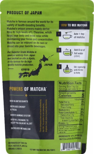 Tiesta Tea® Superior Matcha Green Tea Perspective: back