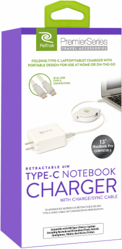 ReTrak™ Retractable 61W USB-C Charger Notebook Perspective: back