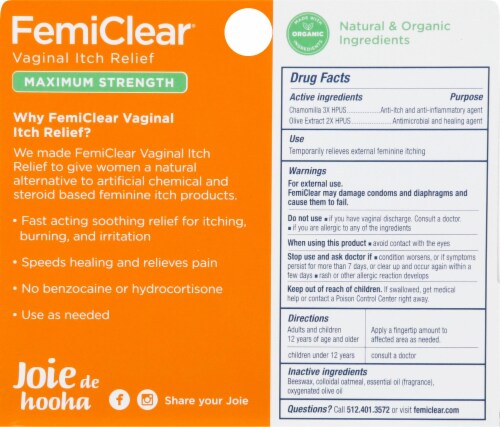 FemiClear® Feminine Itch Cream Perspective: back