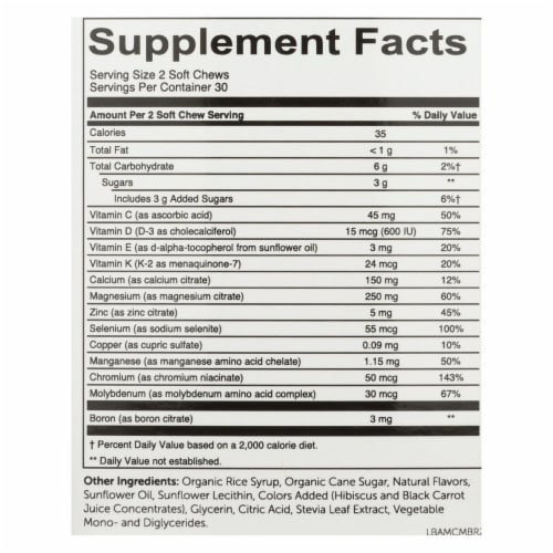 SmartyPants® Mix Berry Flavored Adult Mineral Complete Chews Perspective: back