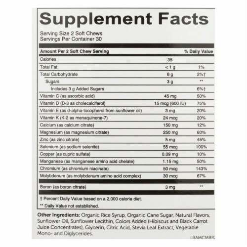 SmartyPants® Mix Berry Flavored Adult Mineral Complete Chews Perspective: back