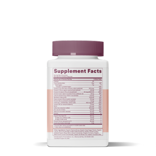 SmartyPants Organics Women's Formula Multifunction Dietary Supplement Gummies Perspective: back
