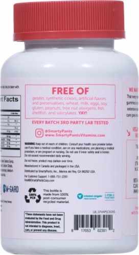 SmartyPants Strawberry Crème Adult Prebiotic & Probiotic Immunity Formula Gummies Perspective: back