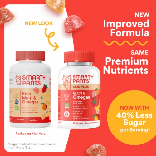 SmartyPants Kids Plus Multvitamin & Omega 3 Gummies Supplement with Vitamins C, D3, B12, Zinc Perspective: back