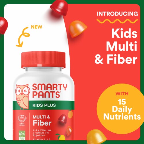 SmartyPants Kids Plus Multi & Fiber Gummies for Digestive Health Perspective: back