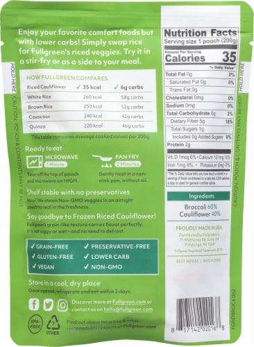 Fullgreen® Cauli Rice Broccoli Cauliflower Rice Perspective: back