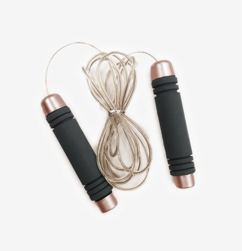 Oak and Reed Weighted Metallic Jump Rope, Rose Gold Perspective: back