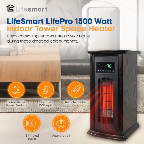 LifeSmart LifePro 1500 Watt 1500 BTU Infrared Quartz Indoor Tower Space