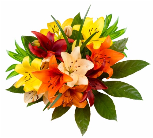 Assorted Lily Flower Bouquet Perspective: back