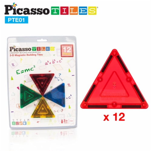 PicassoTilesÂ® 12 Piece Small Triangle Expansion Pack PTE01 Perspective: back
