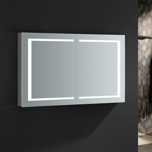Fresca Spazio 48  Wide X 30  Tall Bathroom Medicine Cabinet W/ Led Lighting & Defogger Perspective: back