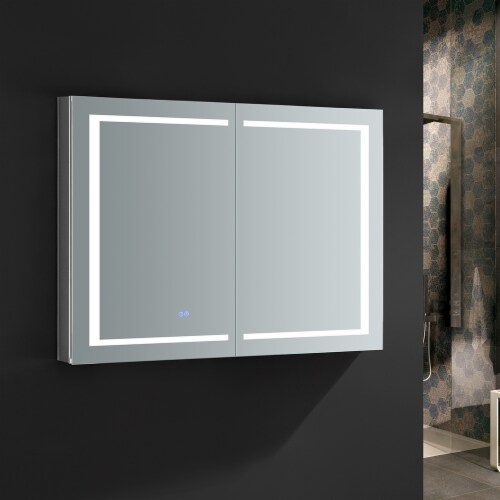 Fresca Spazio 48  Wide X 36  Tall Bathroom Medicine Cabinet W/ Led Lighting & Defogger Perspective: back