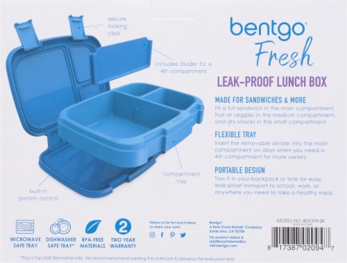 Bentgo® Fresh Leak-Proof & Versatile Compartment Lunch Box - Blue Perspective: back
