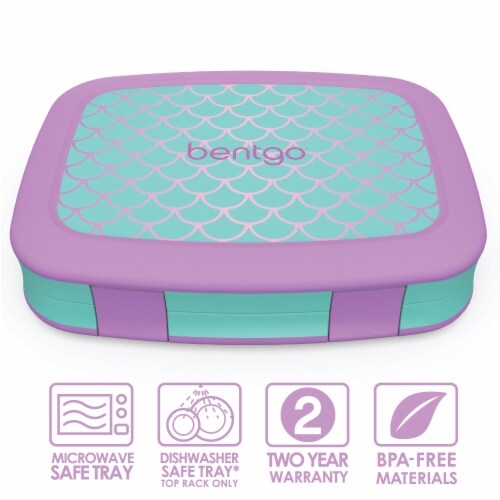 Bentgo Kids Durable & Leak Proof Mermaid Scales Children's Lunch Box - Aqua Perspective: back