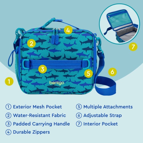 Bentgo Kids Lunch Bag Sharks Perspective: back