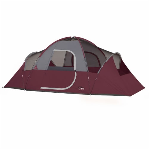CORE Extended Dome Tent 16 x 9 Foot 9 Person Camping Tent with Air Vents, Red Perspective: back