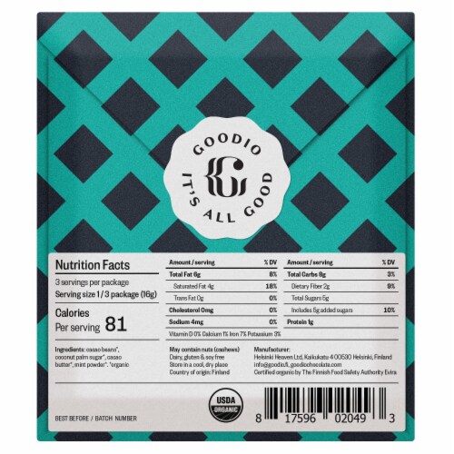 Goodio Craft Chocolate Mint Perspective: back