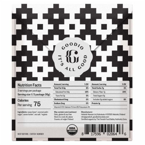 Goodio Sea Salt 77% Cacao Chocolate Perspective: back