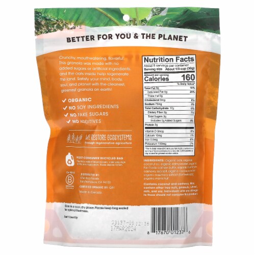 Alter Eco Organic® Cashew Butter Granola Perspective: back