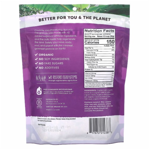 Alter Eco Organic® Cinnamon Raisin Granola Perspective: back