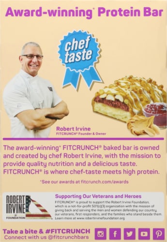 Robert Irvine's Fit Crunch® Peanut Butter & Jelly High Protein Baked Bars Perspective: back