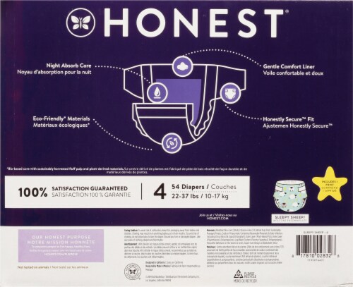 The Honest Company Clean Conscious Diapers Sleepy Sheep Overnight Diapers Size 4 (22-37 lbs) Perspective: back