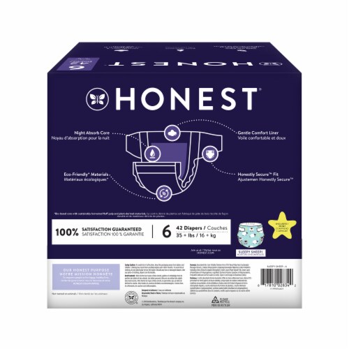 The Honest Company Clean Conscious Diapers Sleepy Sheep Overnight Diapers Size 6 (35+ lbs) Perspective: back