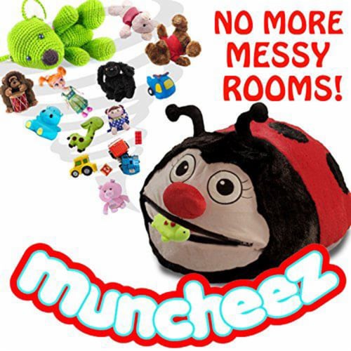 Muncheez Stuffed Animal & Coolest Toy Organizer For Children - Loveable Ladybug Perspective: back