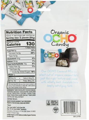 OCHO™ Organic Coconut Dark Chocolate Mini Candies Perspective: back