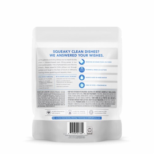 METHOD Power Dish Dishwasher Detergent Packs Free + Clear Perspective: back