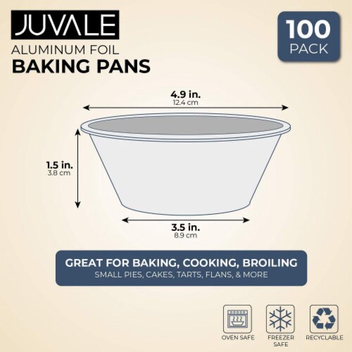 Aluminum Foil Pie Pans 100-Piece Round Disposable Tin Pans for Baking, Roasting Perspective: back