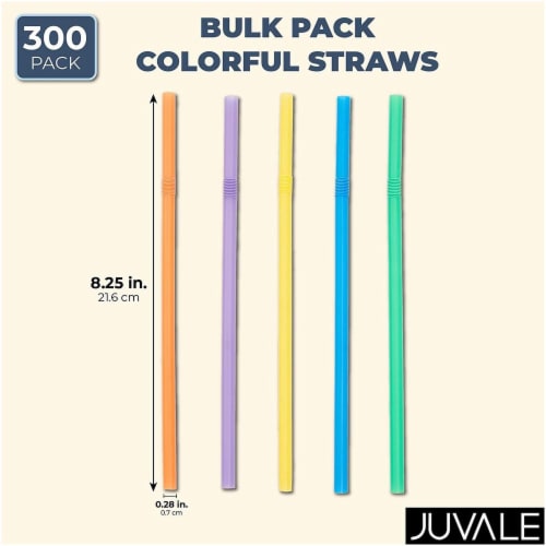 300ct Flexible Plastic Bendy Drinking Straws, Multiple Colors Perspective: back
