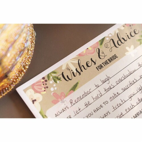 50 Sheet Floral  Wedding Game Cards Marriage Advice for Bridal Shower, Pink Perspective: back