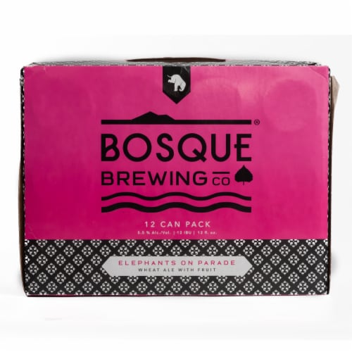 Bosque Brewing Co Elephants On Parade Raspberry Wheat Ale Craft Beer Perspective: back