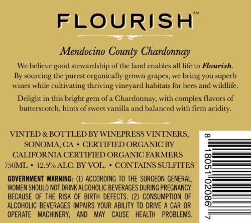 Flourish Organic Chardonnay Perspective: back