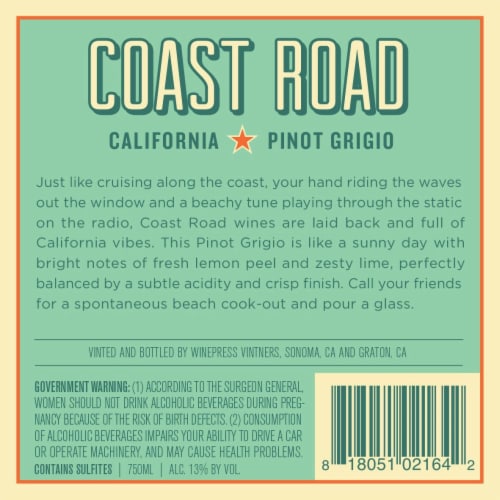 Coast Road Pinot Grigio Perspective: back